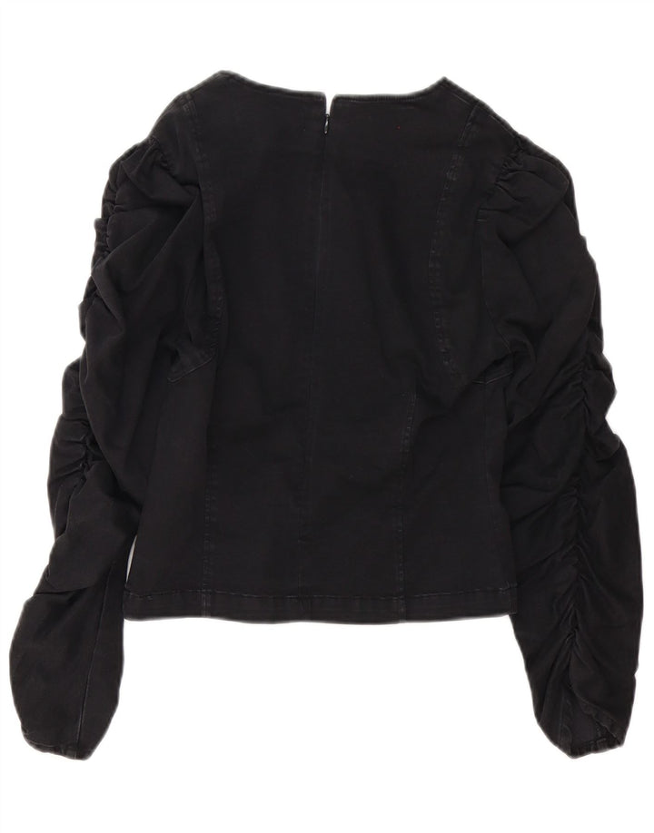 Camicetta a maniche lunghe da donna Zara UK 10 piccola in cotone nero