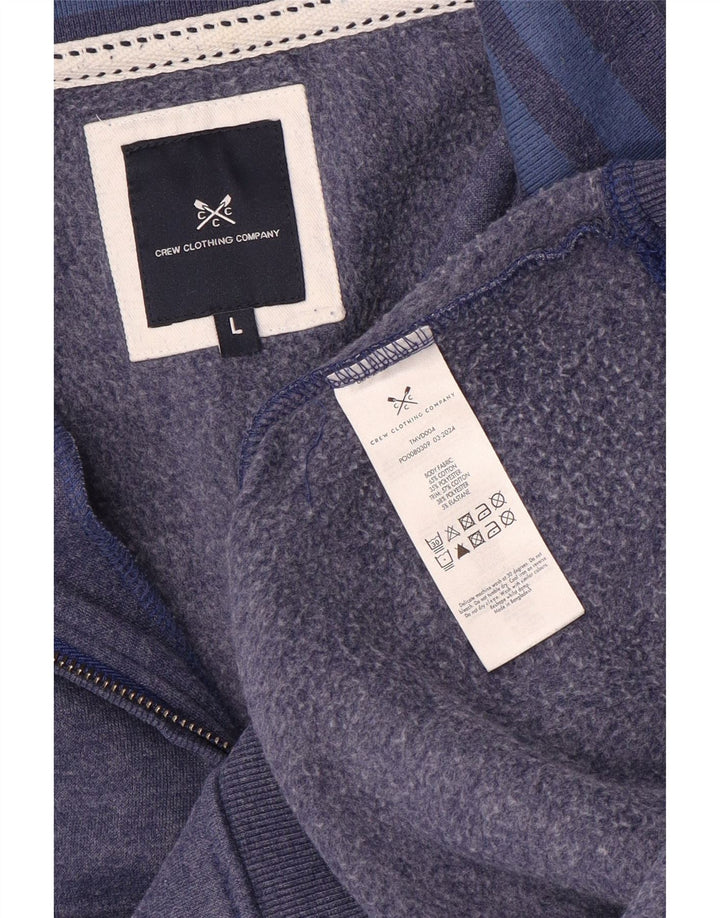 Crew Clothing Felpa da uomo con collo con zip, maglione grande, cotone blu