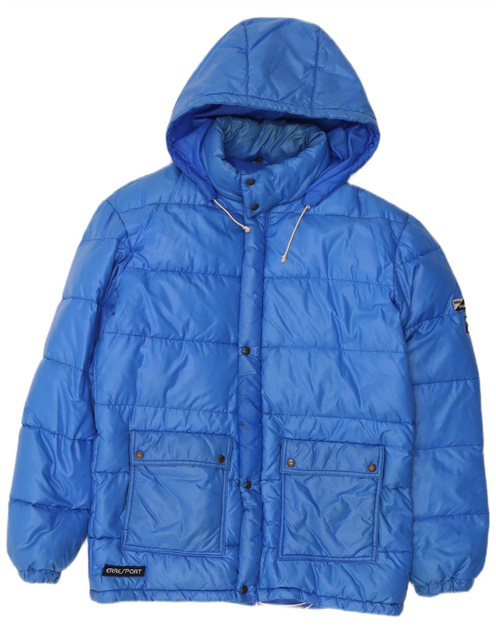 Giacca imbottita con cappuccio vintage da uomo UK 38 poliammide blu medio