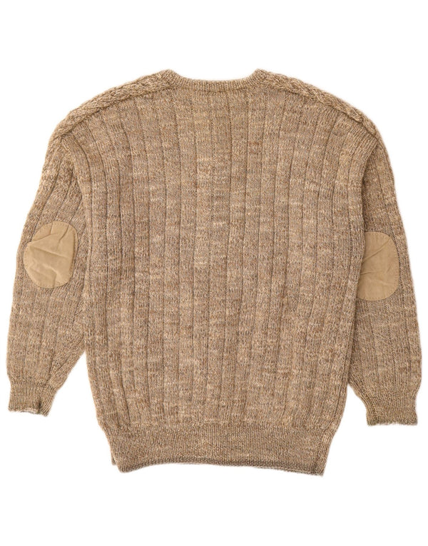 Maglione cardigan da uomo vintage beige medio