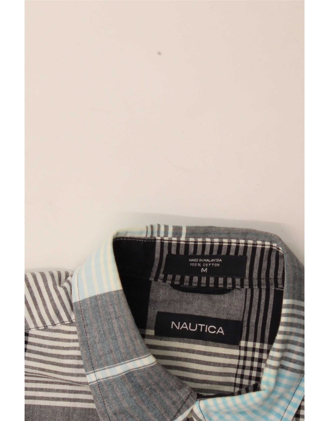 Camicia da uomo a maniche corte Nautica in cotone a quadri grigio medio