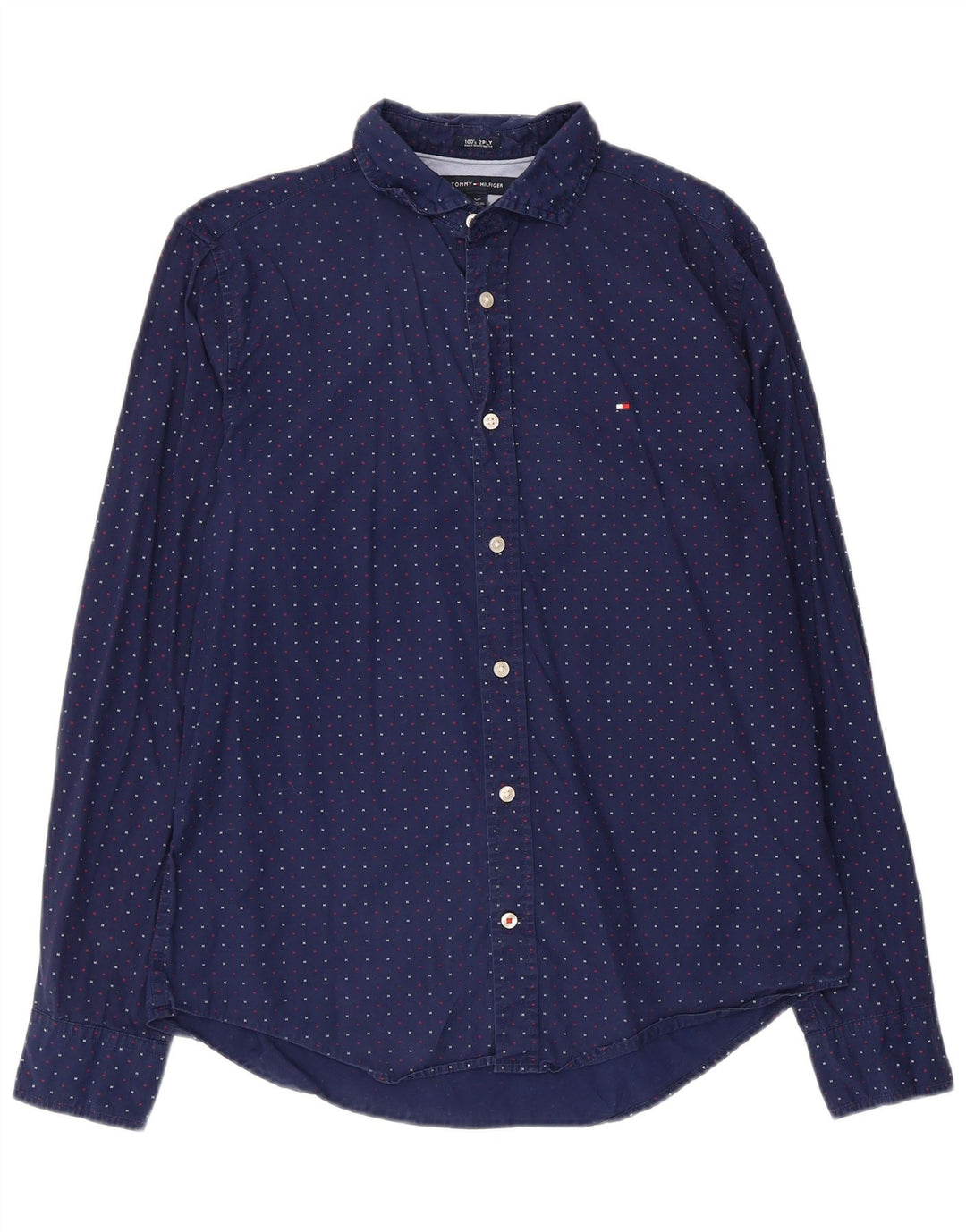 Camicia grafica da uomo Tommy Hilfiger piccola in cotone blu navy
