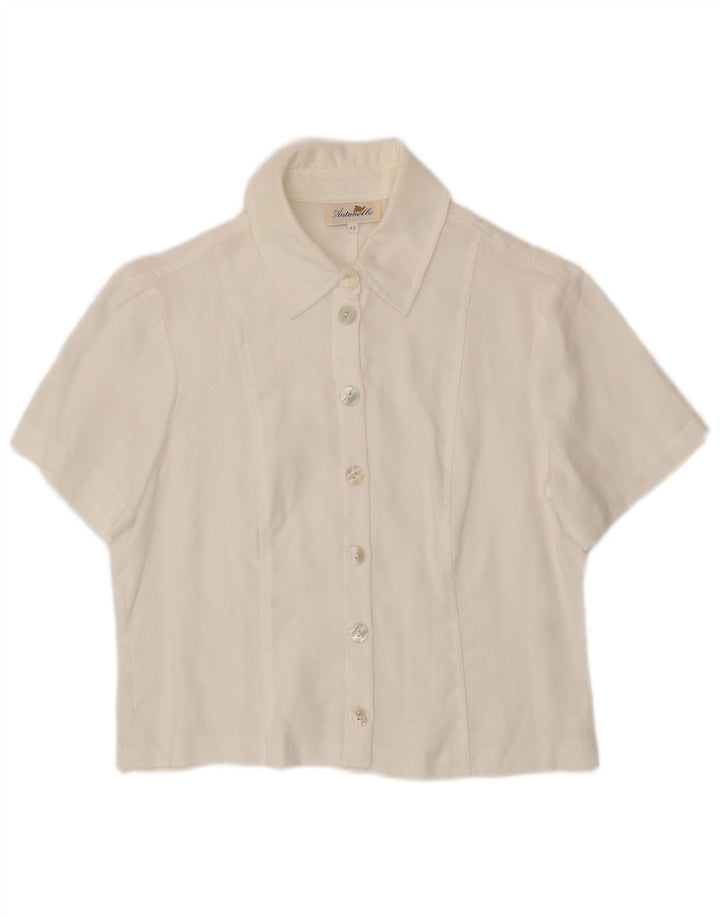Camicia a maniche corte da donna Antonelle IT 42 Lino bianco medio