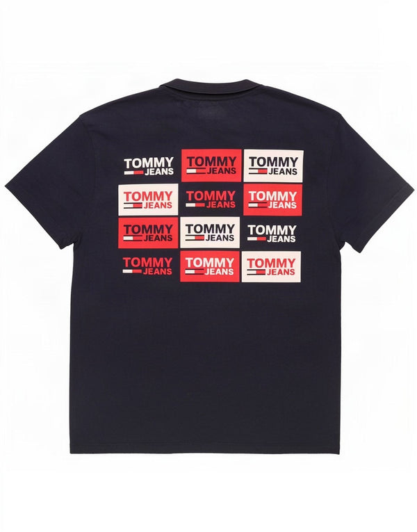 T-shirt grafica da uomo Tommy Hilfiger Top piccola in cotone blu navy