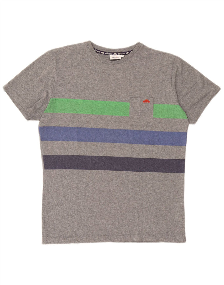 T-shirt da uomo Ellesse Top in cotone color block grigio medio