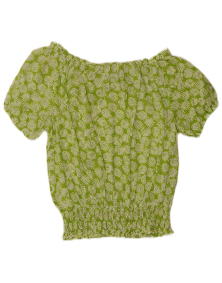 MICHAEL KORS Top oversize da donna con spalle scoperte UK 10 Piccolo verde floreale