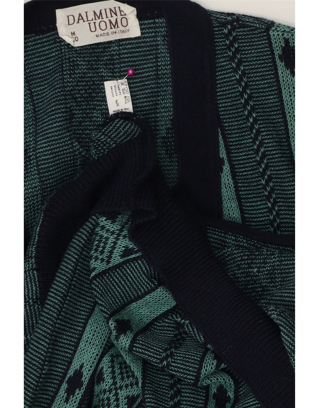 DALMINE Maglione Cardigan Uomo Cotone Geometrico Verde Medio