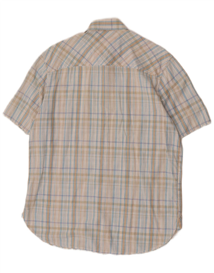 Camicia Timberland da uomo a maniche corte vestibilità standard in cotone a quadri blu medio