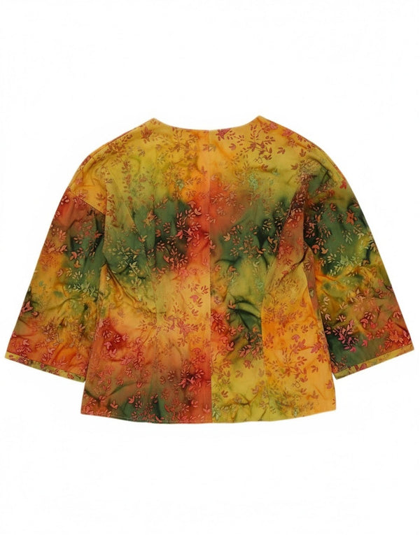 Camicetta vintage da donna con maniche a 3/4 UK 12 floreale multicolore medio