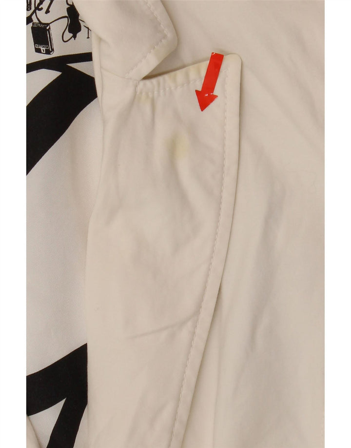 GATTINONI Womens Graphic 1 Button Blazer Jacket UK 12 Medium White Vintage Gattinoni and Second-Hand Gattinoni from Messina Hembry 