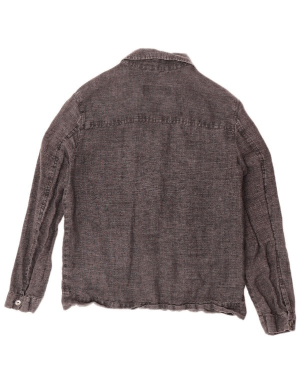 Max Mara Womens Shirt UK 10 Small Grey Linen