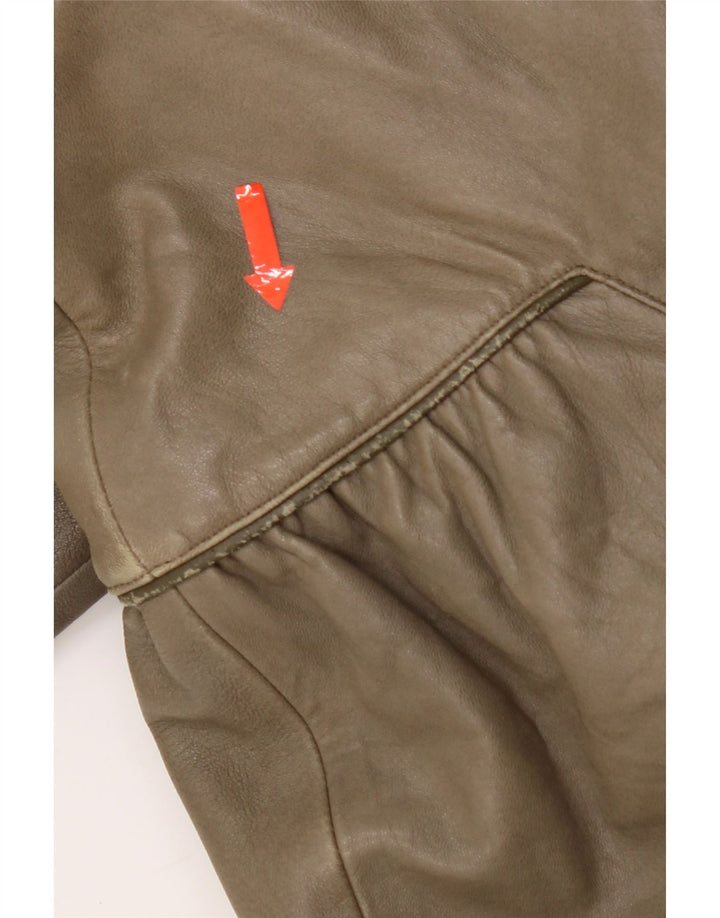 Giacca in pelle da donna vintage IT 44 in pelle kaki media