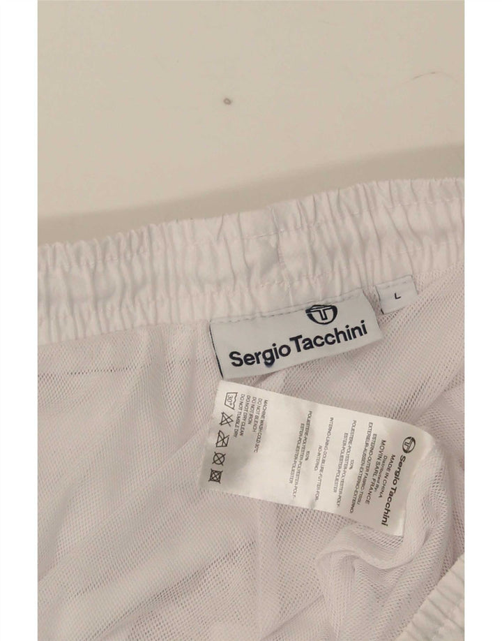 Sergio Tacchini Pantaloni da tuta da uomo Joggers Large Poliestere bianco