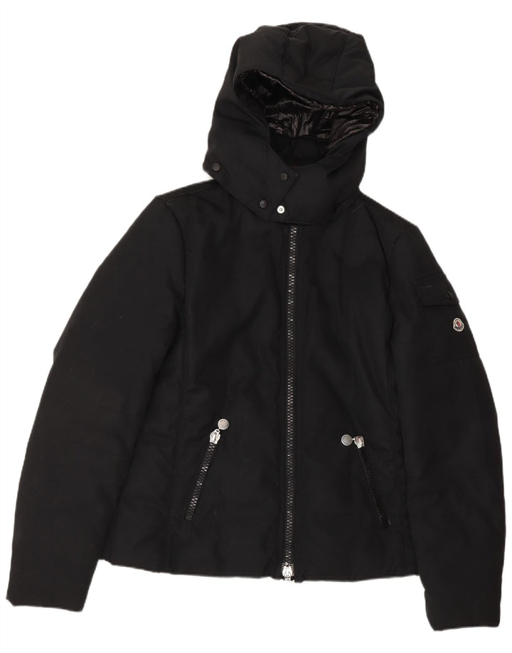MONCLER Giacca imbottita con cappuccio da donna taglia 3 grande poliestere nero
