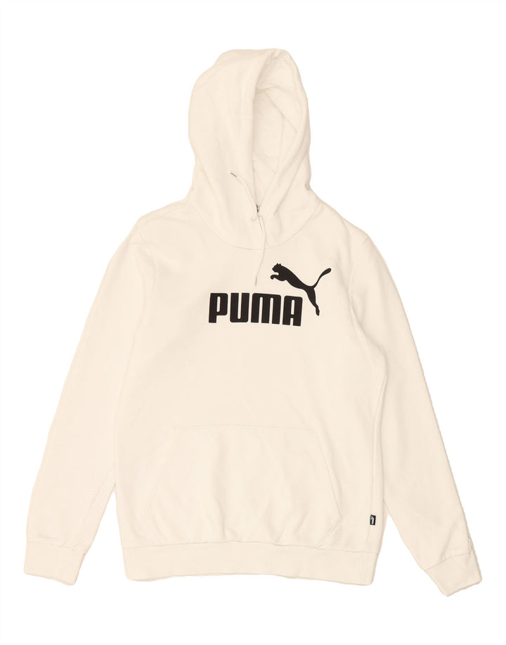PUMA Mens Graphic Hoodie Jumper Medium White Vintage Puma and Second-Hand Puma from Messina Hembry 