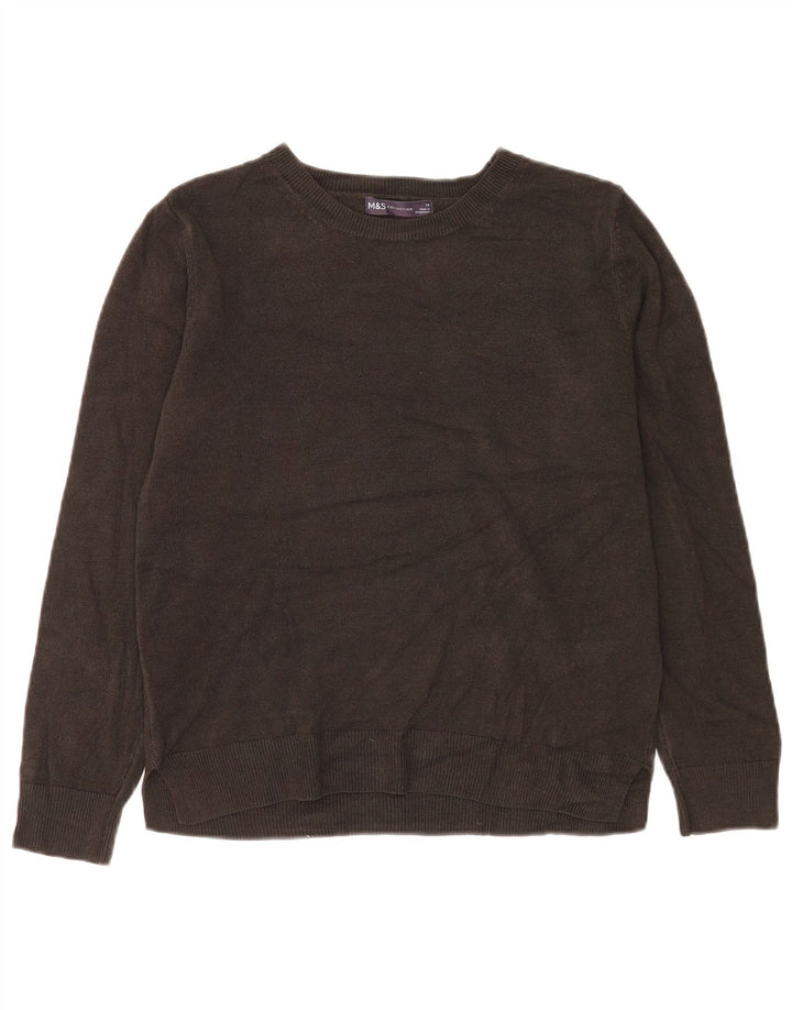 Maglione maglione con scollo a barca da donna Marks & Spencer UK 14 Acrilico marrone medio