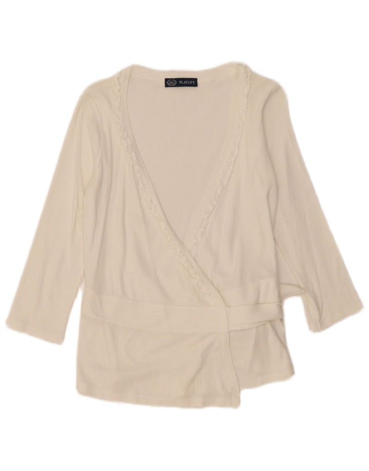 Camicetta da donna con maniche a 3/4 Playlife UK 8 Small Bianca