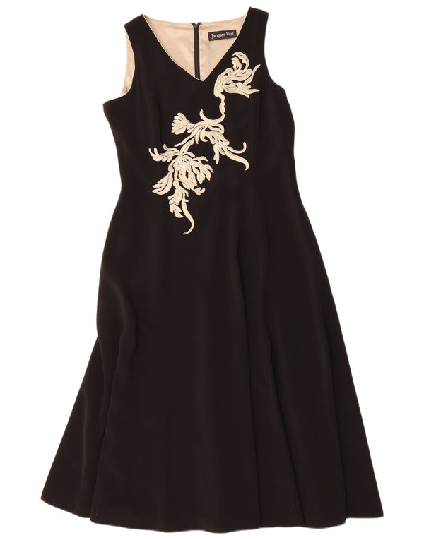 JACQUES VERT Abito lungo senza maniche da donna UK 14 Grande poliestere nero