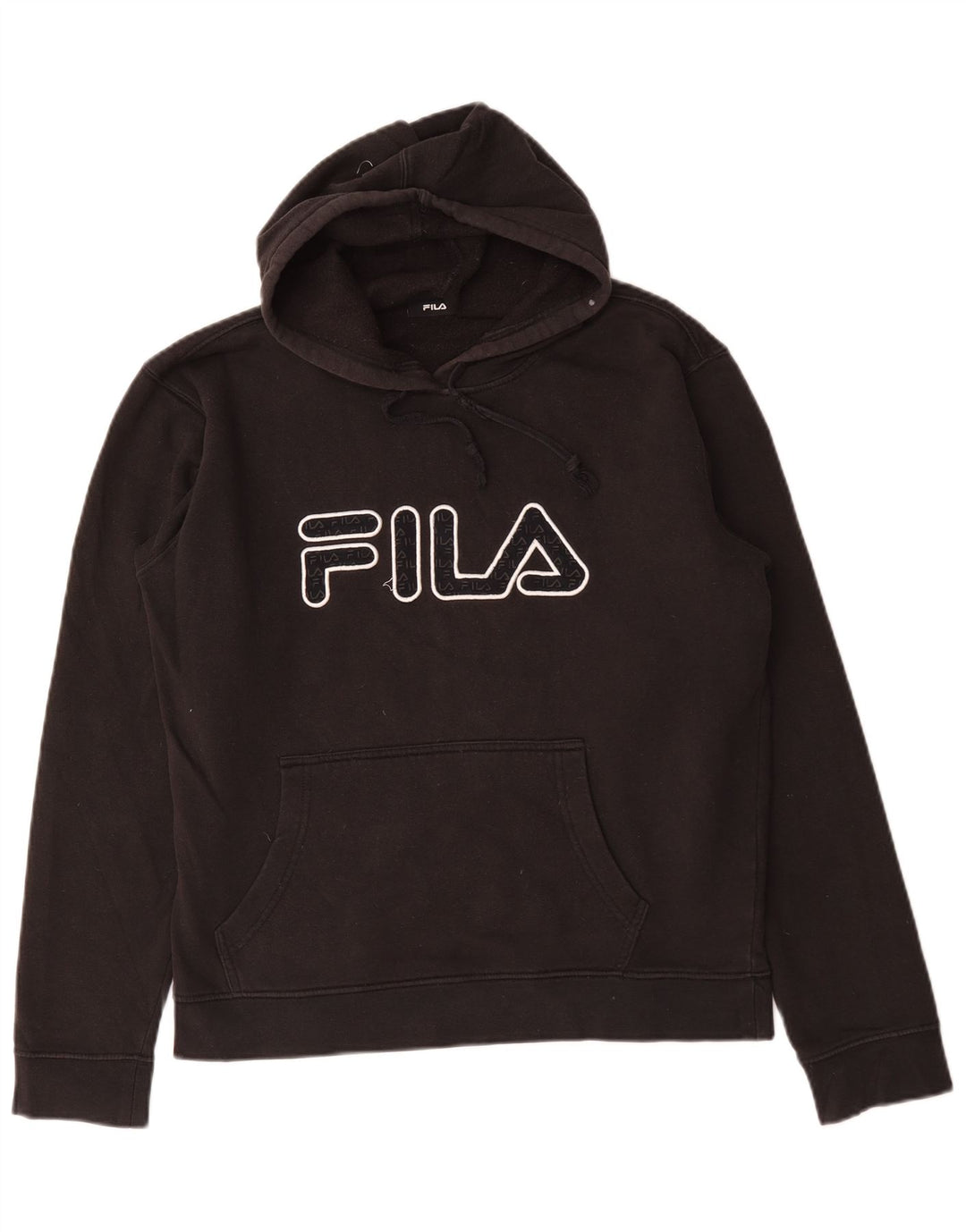 Felpa con cappuccio grafica da uomo Fila in cotone nero medio