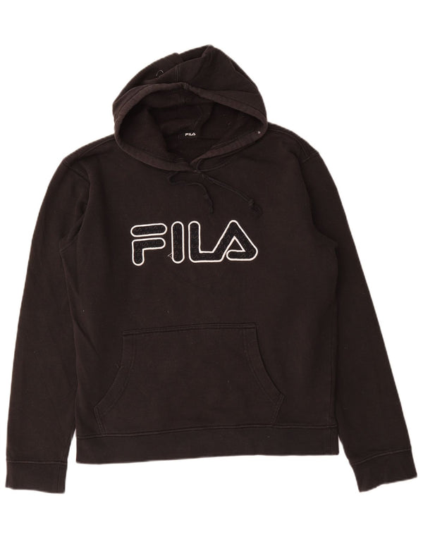 Felpa con cappuccio grafica da uomo Fila in cotone nero medio