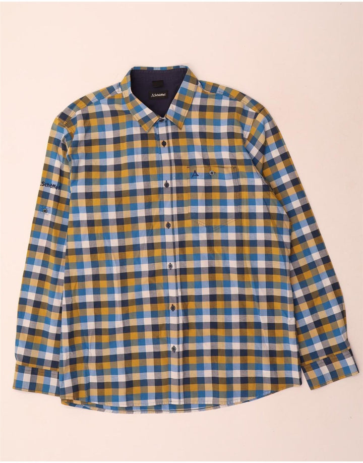 Camicia da uomo Schoffel Large in cotone a quadri multicolore
