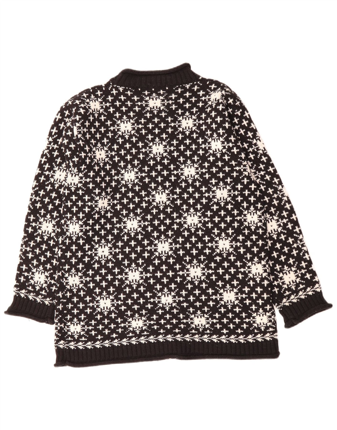 Hennes Maglione da uomo con collo alto e maglione medio nero in acrilico Fair Isle