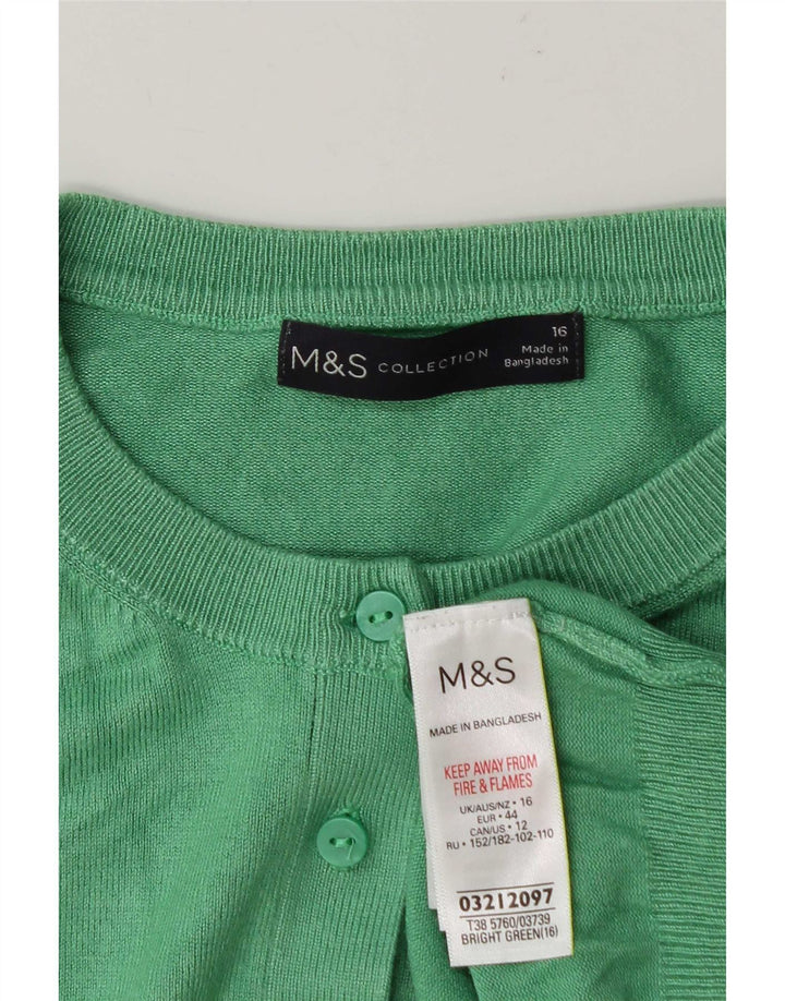 Maglione cardigan da donna Marks & Spencer UK 16 grande viscosa verde