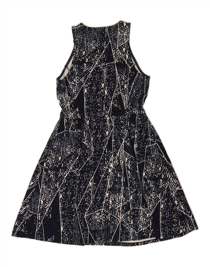 MOSSIMO Womens Sleeveless A-Line Dress UK 12 Medium Navy Blue Geometric Vintage Mossimo and Second-Hand Mossimo from Messina Hembry 
