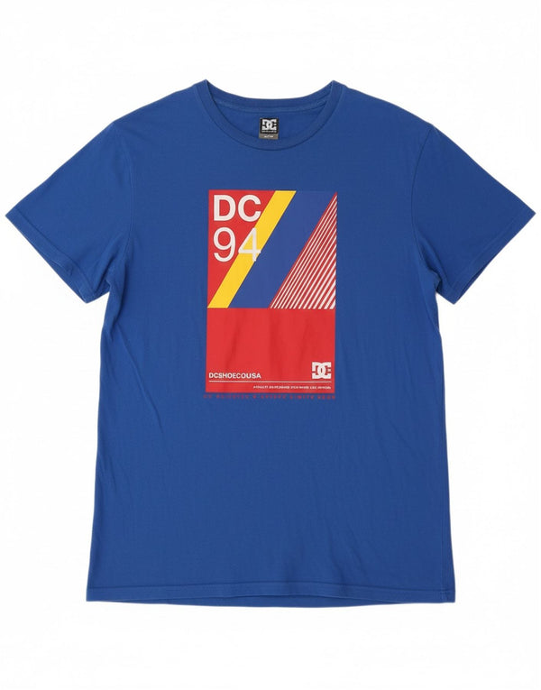 DC Mens Graphic T-Shirt Top Large Blue Cotton