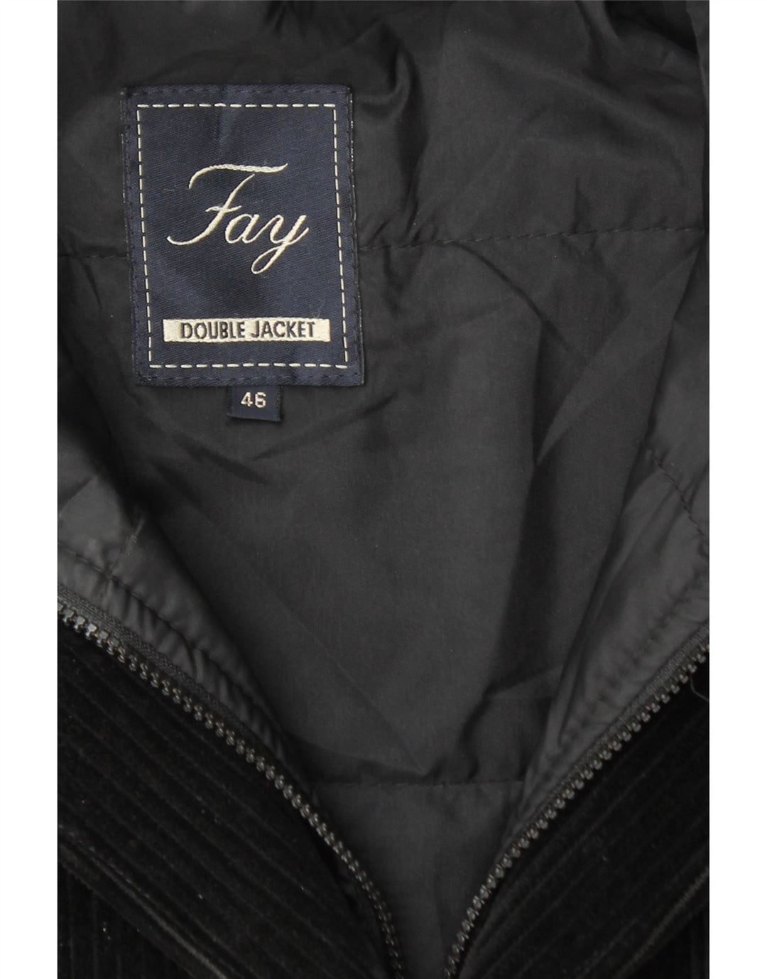 Giacca blazer da donna in velluto a coste a 3 bottoni FAY IT 46 Large nera