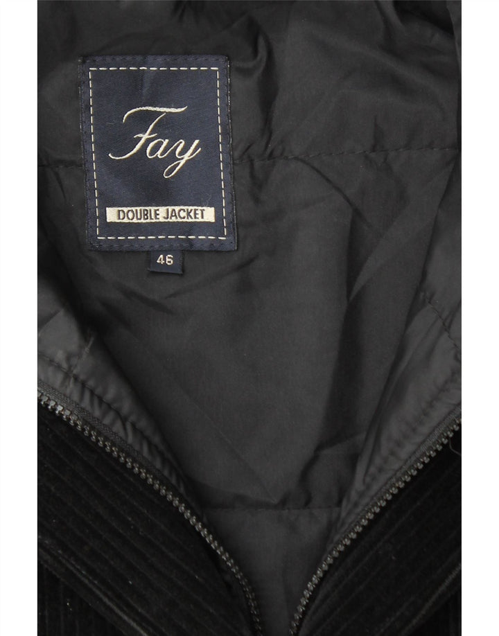 Giacca blazer da donna in velluto a coste a 3 bottoni FAY IT 46 Large nera