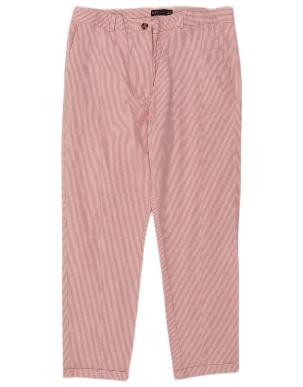 Pantaloni chino a vita alta da donna Marks & Spencer UK 16 Large W34 L27 Rosa