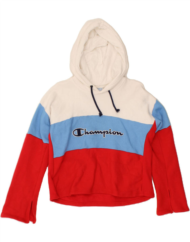 CHAMPION Womens Graphic Hoodie Jumper UK 16 Large Multicoloured Vintage Champion and Second-Hand Champion from Messina Hembry 