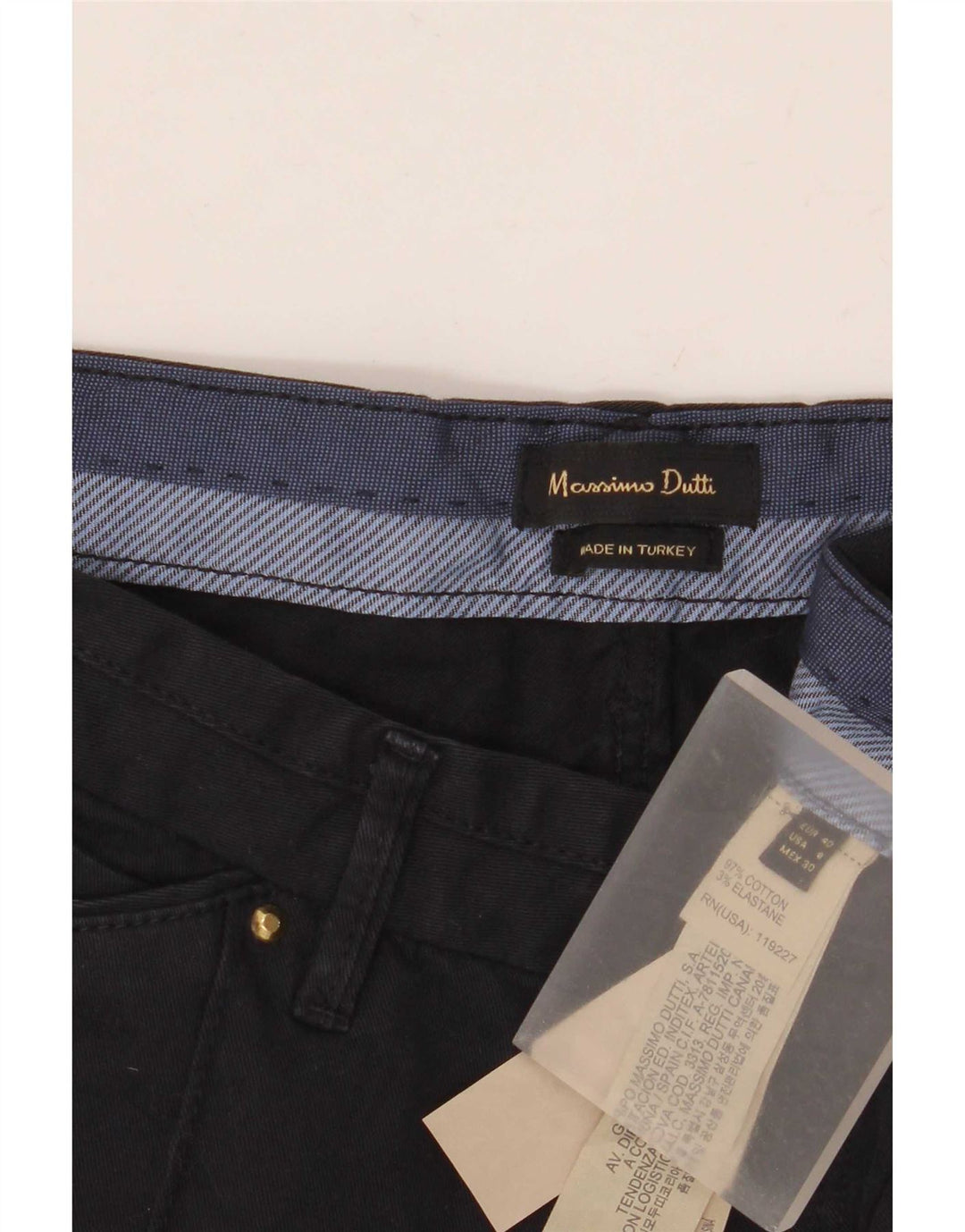 Pantaloni chino slim da donna Massimo Dutti EU 40 Medium W30 L31 Blu navy