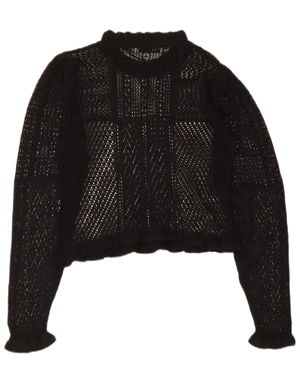 Top corto trasparente all'uncinetto da donna Zara UK 10 piccolo nero