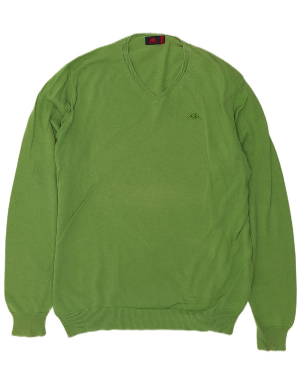 Maglione Kappa da uomo con scollo a V grande in cotone verde