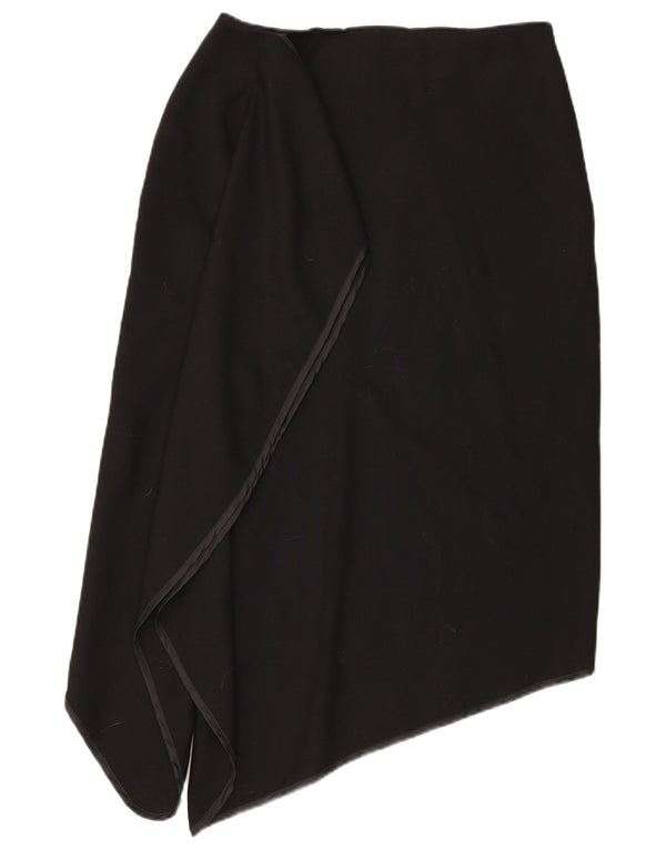 Gonna asimmetrica da donna vintage IT 46 grande W30 lana nera