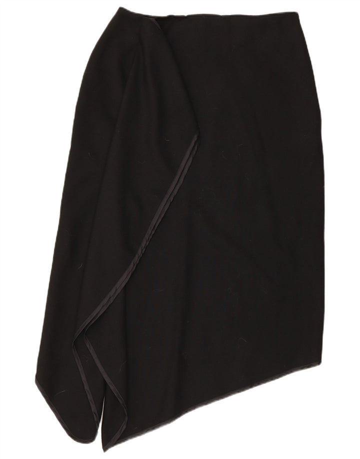Gonna asimmetrica da donna vintage IT 46 grande W30 lana nera