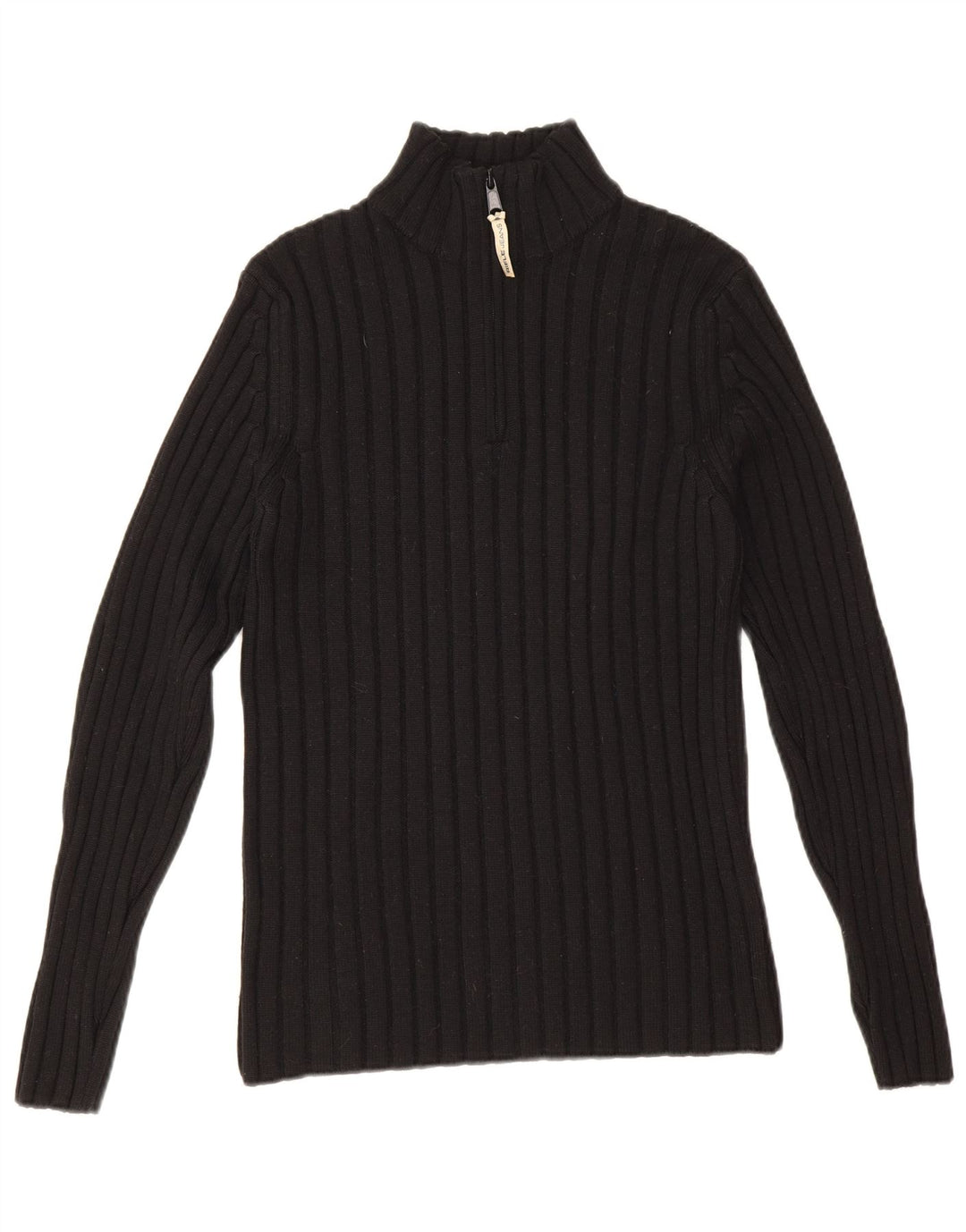 Maglione da uomo Rifle con zip e collo in lana nera media