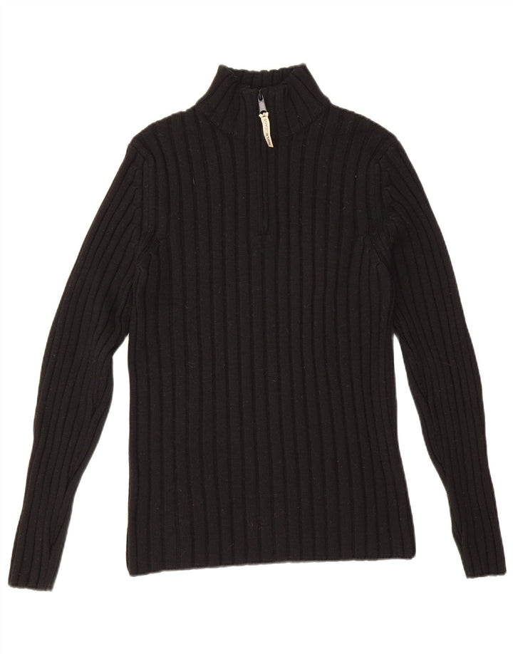 Maglione da uomo Rifle con zip e collo in lana nera media