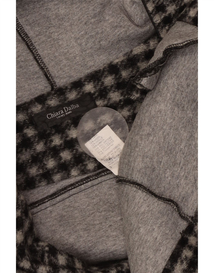 Giubbotto bomber con cappuccio da donna VINTAGE UK 18 XL lana a quadri nera