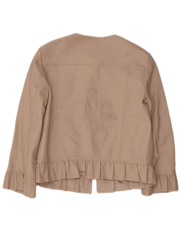 Giacca Bolero in ecopelle con maniche a 3/4 da donna Zara UK 12 Beige medio