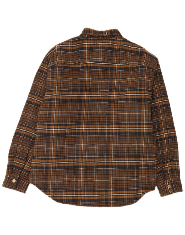 Jack & Jones Camicia da uomo in flanella da boscaiolo grande cotone scozzese marrone