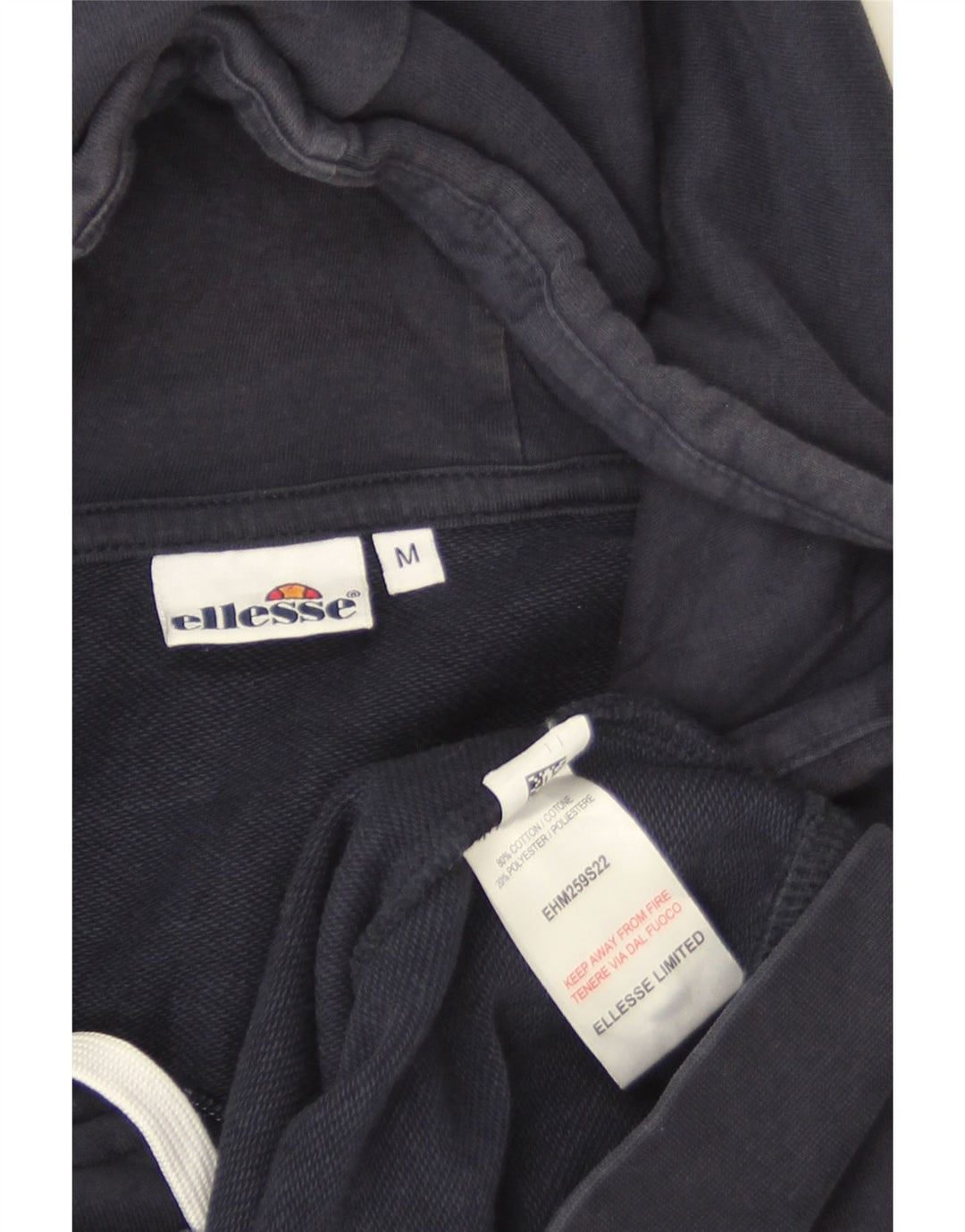 Maglione con cappuccio e zip da uomo Ellesse in cotone a righe medie blu navy
