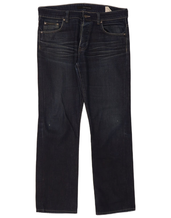 Jeans dritti da uomo Calvin Klein W33 L34 cotone blu navy
