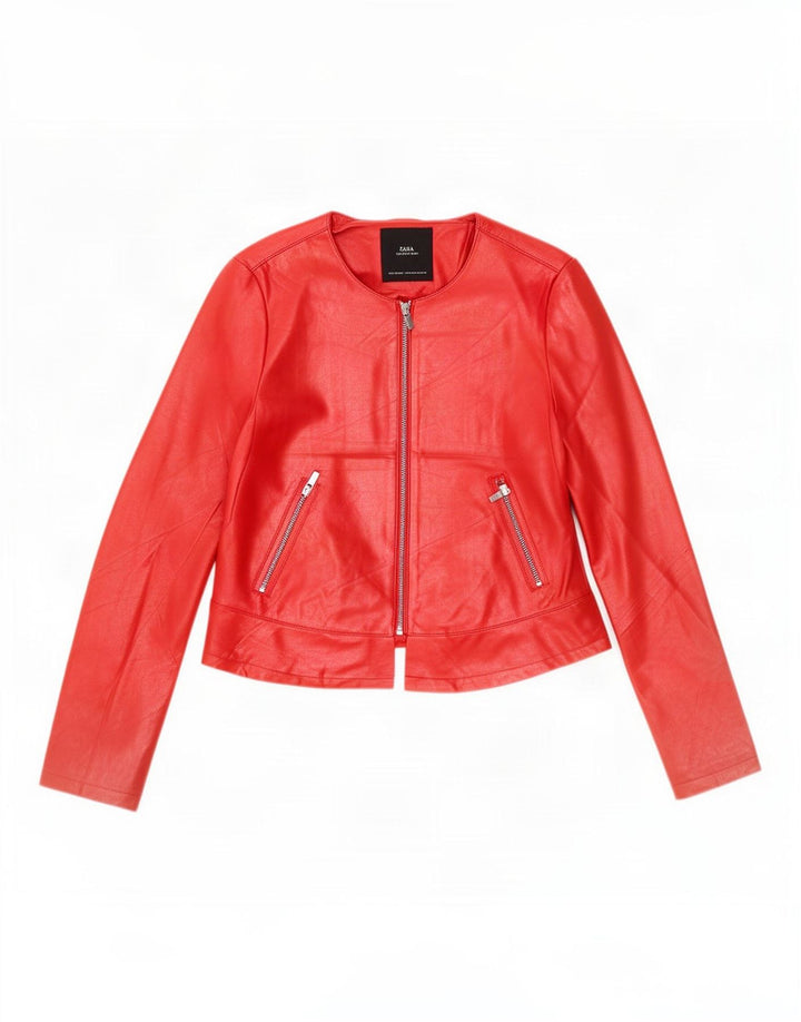 Giacca corta da donna in ecopelle Zara da donna UK 12 poliestere rosso medio