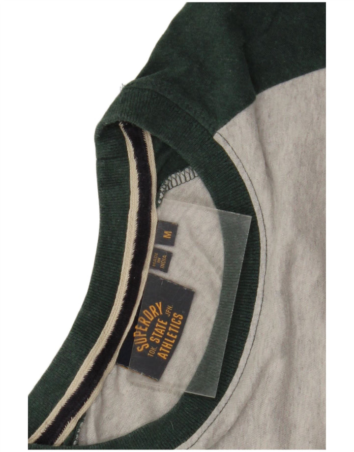 Top da uomo Superdry a maniche lunghe in cotone color block grigio medio