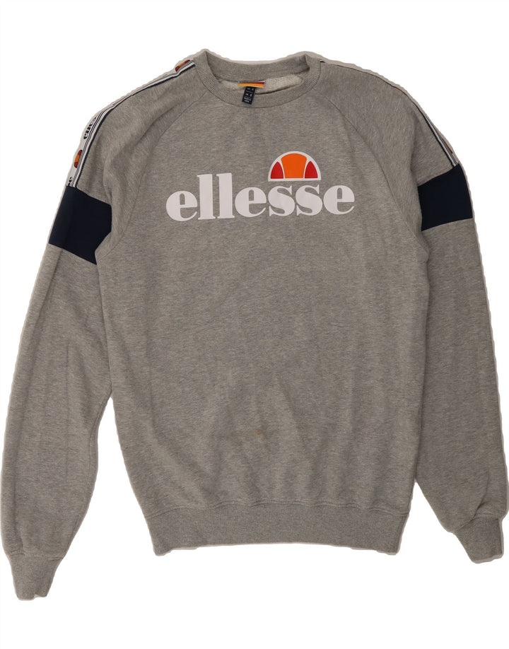 ELLESSE Womens Oversized Sweatshirt Jumper UK 8 Small Grey Colourblock Vintage Ellesse and Second-Hand Ellesse from Messina Hembry 