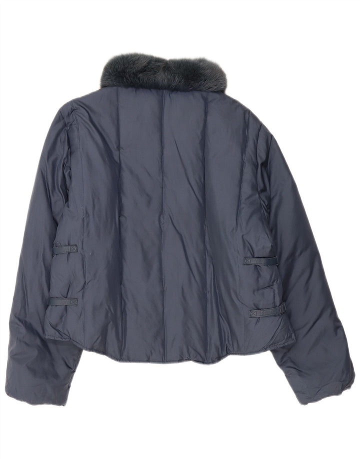 Giacca imbottita da donna Blunauta UK 16 Large Blu Navy Seta