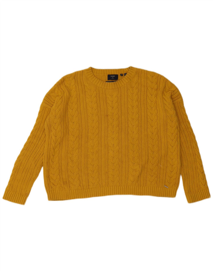 Maglione maglione girocollo oversize da donna Superdry UK 10 piccolo giallo